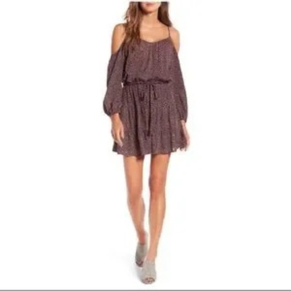 PAIGE Plum Cold Shoulder  Floral Mini Dress Festival‎